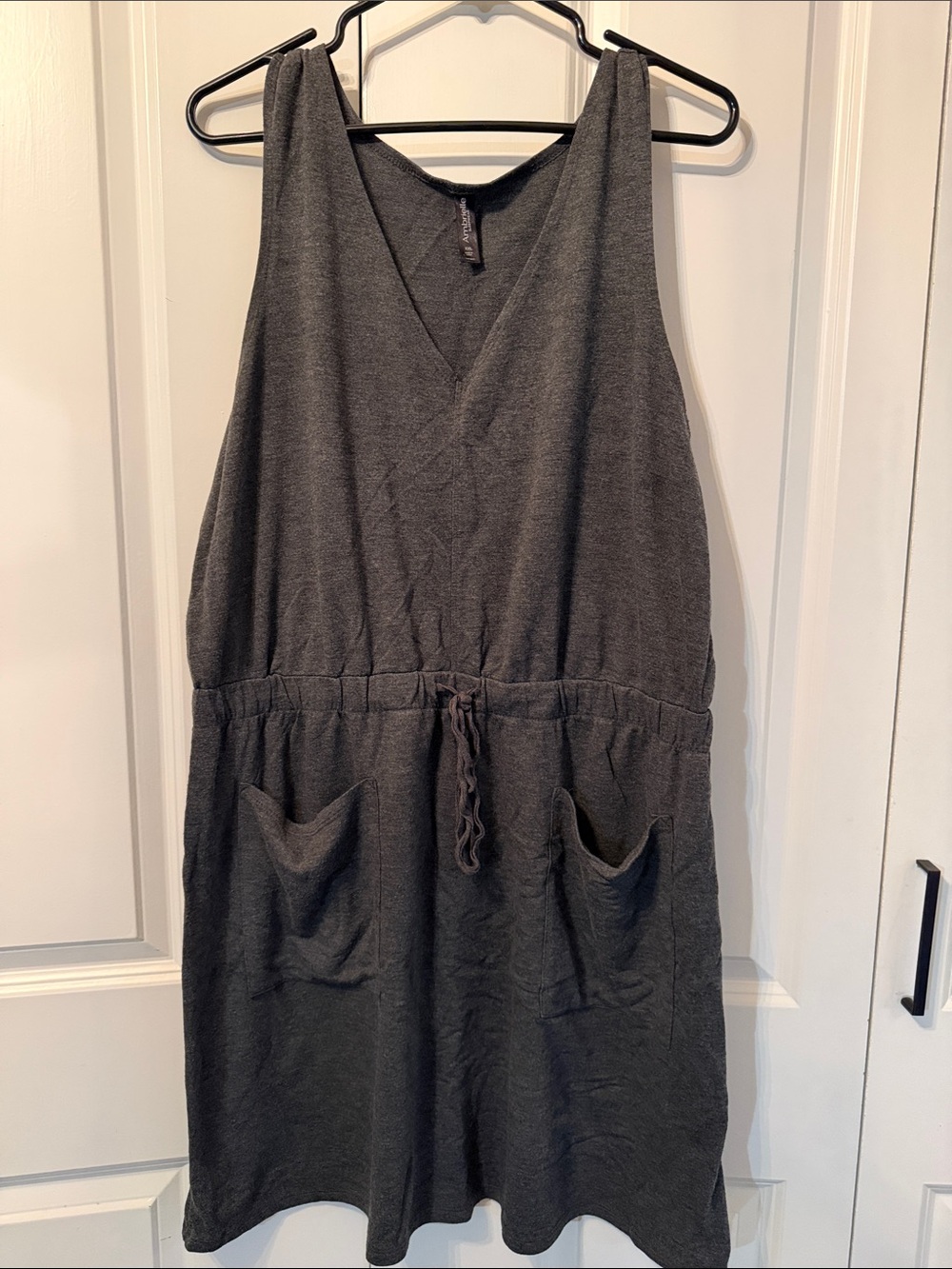 Ambrielle Charcoal Gray Sleeveless V-Neck Lounge Dress